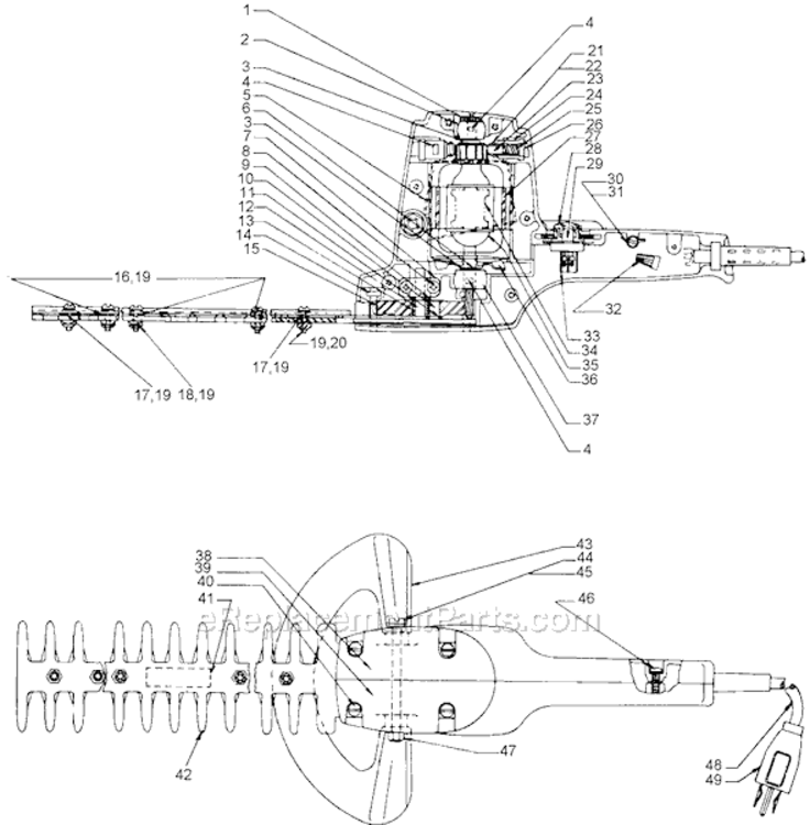 Page A Diagram and Parts List for 8120 Type 1 Black and Decker Hedge Trimmer